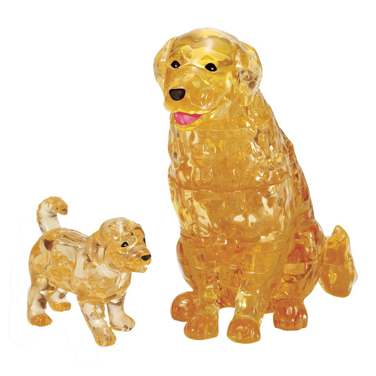 Golden Retriever & Puppy Dog 3D Crystal Puzzle